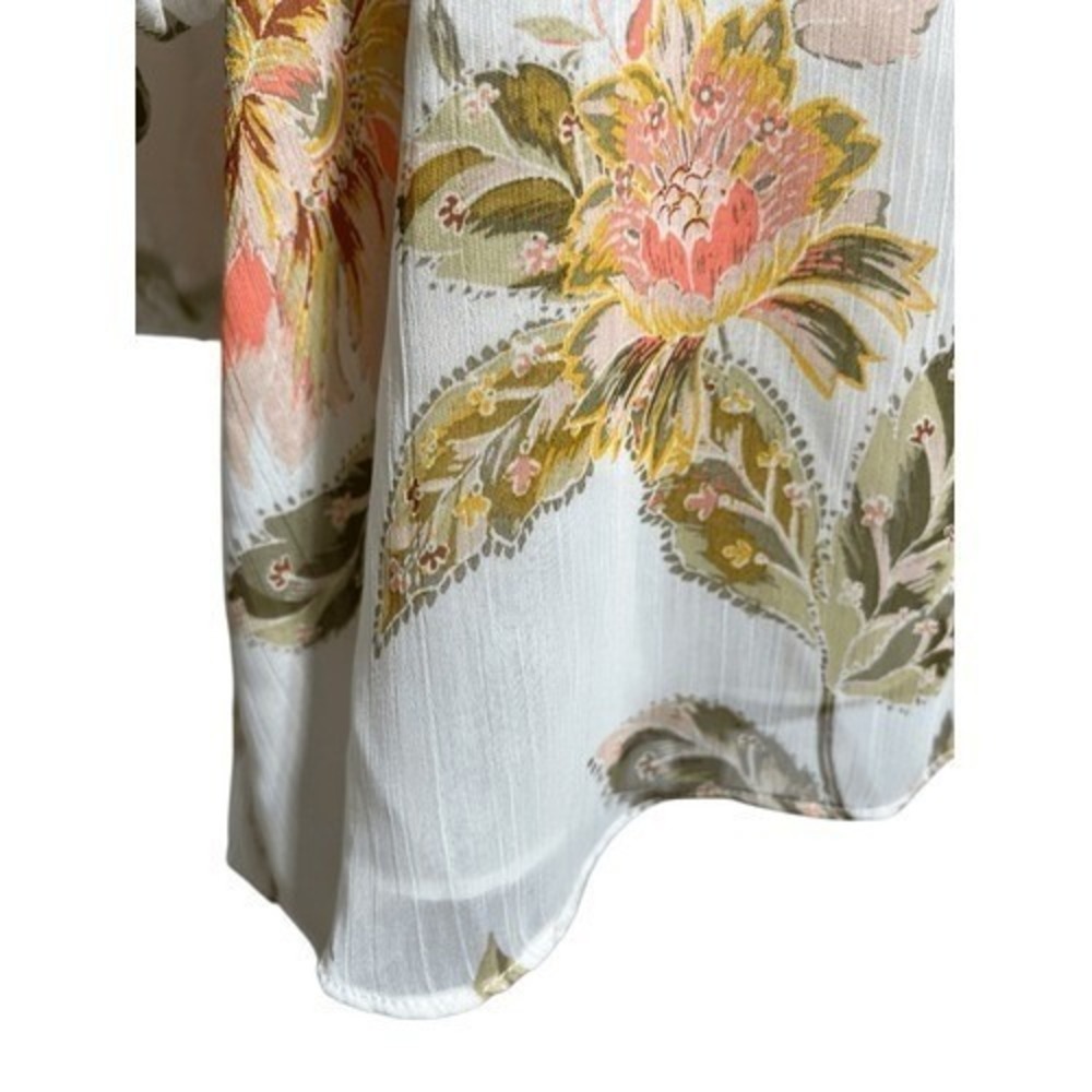 Cato Womens Off the Shoulder Blouse XL Floral White Boho Peasant Sheer Flowy Top - Picture 7 of 9